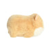 A soft, stuffed hamster rests against a white backdrop, emphasizing its adorable design and gentle colors.