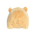 A stuffed hamster is placed on a white background, drawing attention to its charming details and plush material.