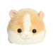 A stuffed hamster sits on a plain white background, showcasing its soft fur and small, round features.