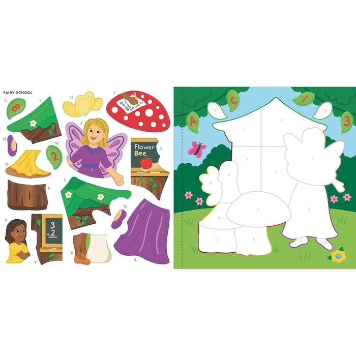 Fairy-themed educational cutouts with characters and objects on a white background