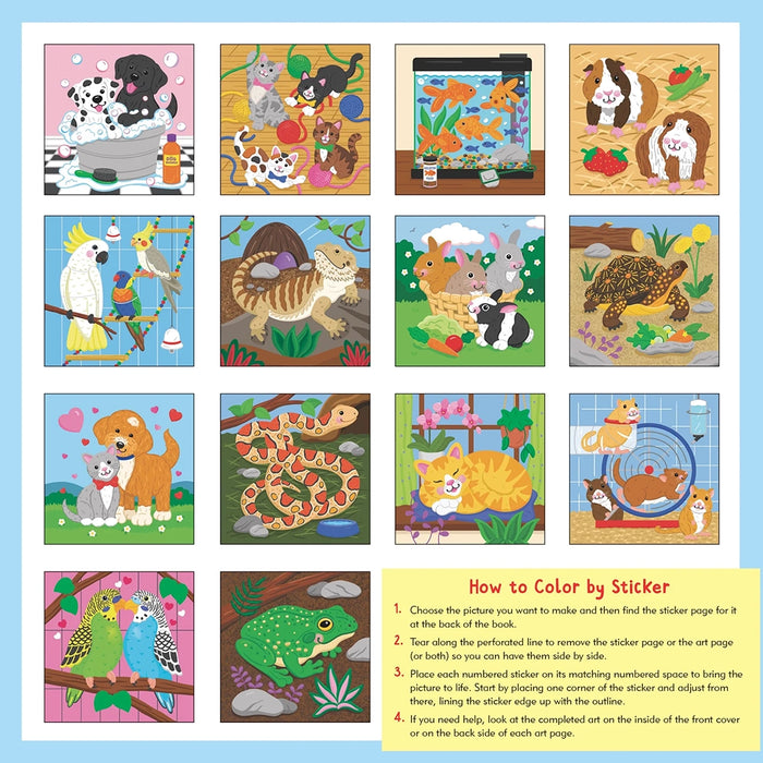 Set of animal-themed stickers with instructions on how to color by sticker.