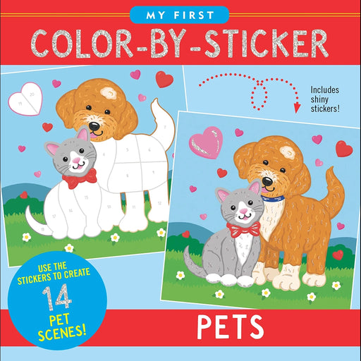 Children's book cover with a dog and cat illustration and colorful design.