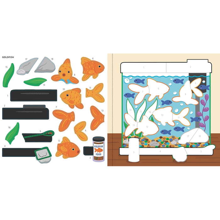 Children's aquarium playset with goldfish figures and accessories on a white background