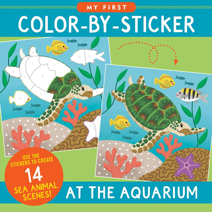 Peter Pauper Press My First Color-by-Sticker Book At the Aquarium with numbered stickers and aquatic animal scenes
