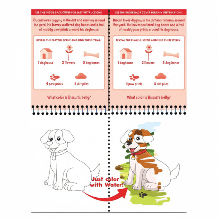 Peter Pauper Press Color With Water Puppies reusable water art activity set with four puppy scenes and refillable water pen