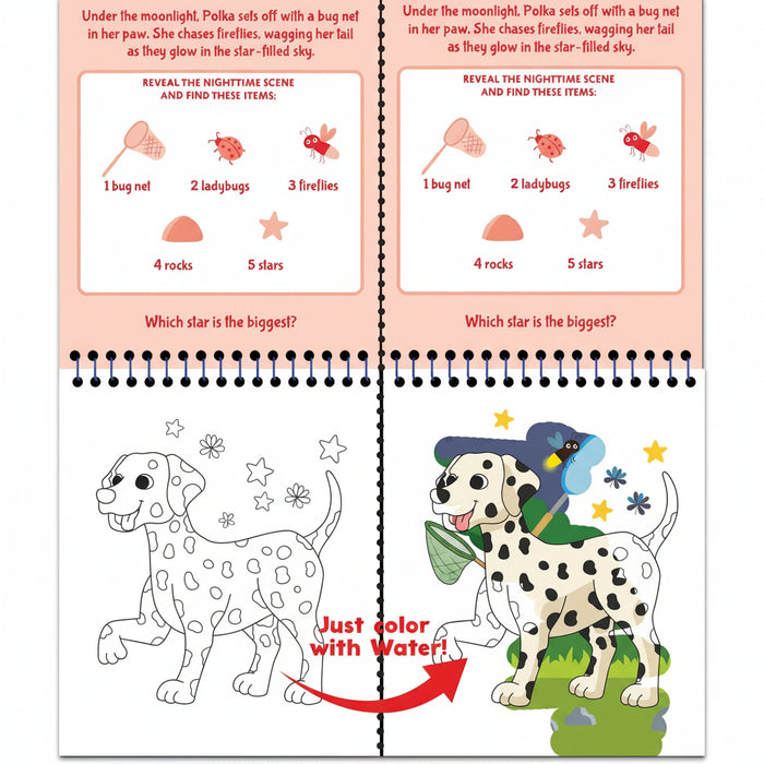 Peter Pauper Press Color With Water Puppies reusable water art activity set with four puppy scenes and refillable water pen