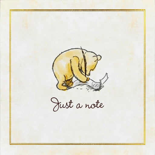 Pauper Press Winnie-the-Pooh note cards with Just a Note design, gold foil accents, and matching envelopes