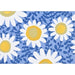 Blue and white daisy pattern featuring yellow flowers, ideal for decorative note cards.