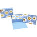 Blue and white daisy design with yellow flowers, perfect for use on note cards.