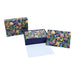 A blue box adorned with colorful flowers, showcasing a vibrant and decorative design.