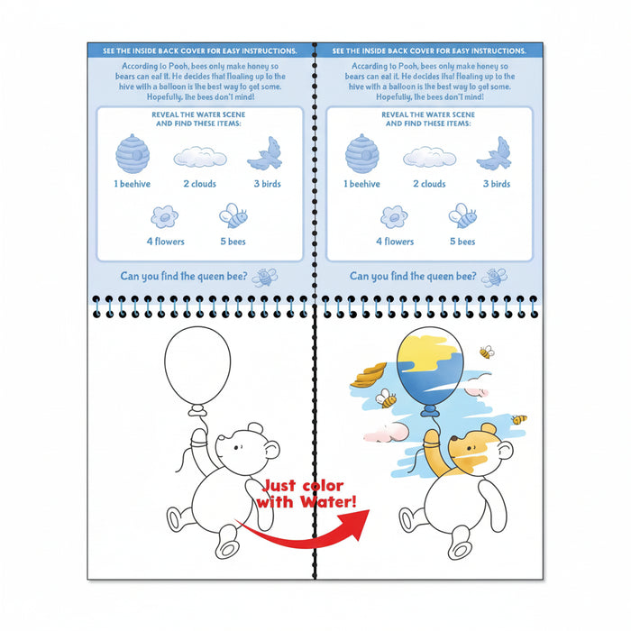Peter Pauper Press Color With Water Winnie-the-Pooh reusable water art activity with Winnie-the-Pooh scenes and water pen