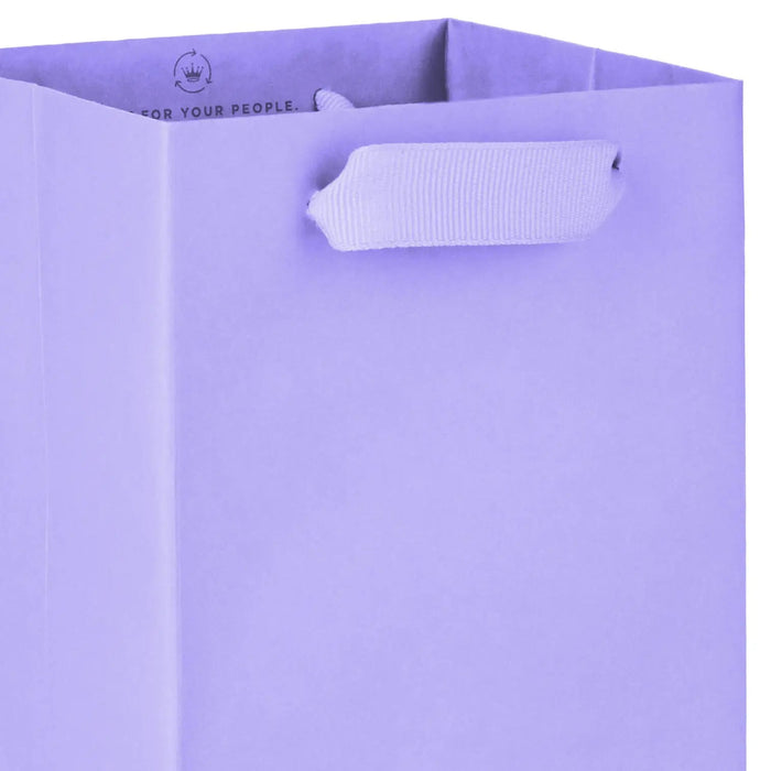 Close up of pastel lavender matte gift bag