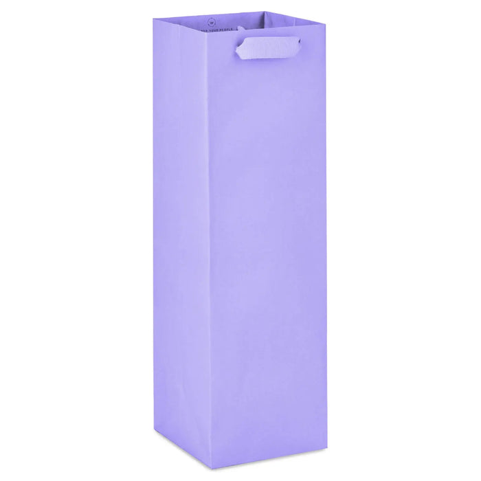 Pastel lavender matte gift bag for a wine bottle or tumbler