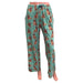 Teal pajama pants with dog pattern on a white background