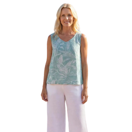 This Habitat Clothes Regatta Rayon Leaves Resort Tank - Mint adds a fresh and breezy touch to your warm-weather wardrobe.