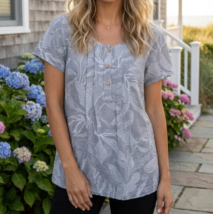 This Habitat Clothes Regatta Rayon Leaves Pleated Pullover - Fog blends elegant style with everyday comfort. 