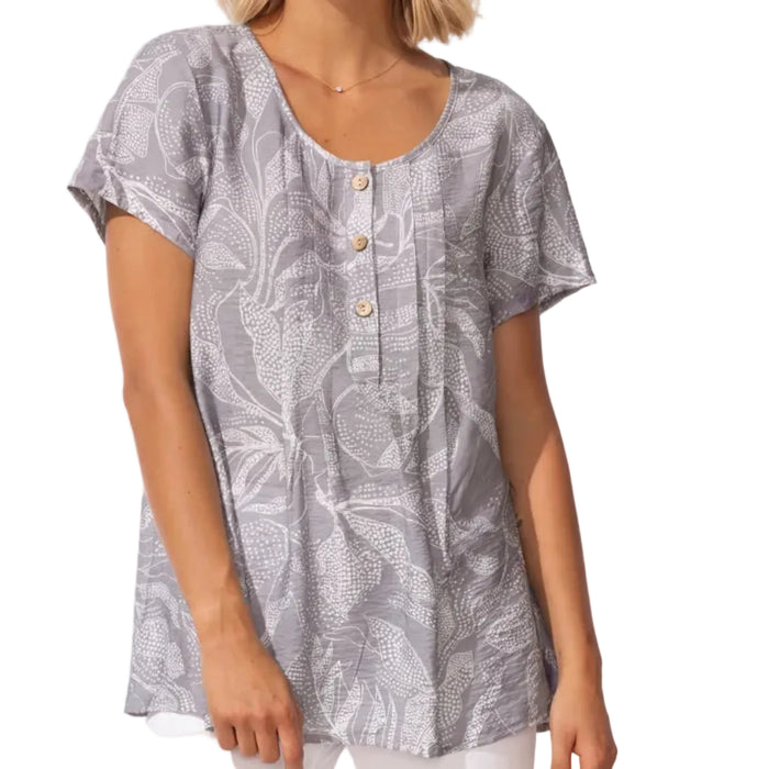 This Habitat Clothes Regatta Rayon Leaves Pleated Pullover - Fog blends elegant style with everyday comfort. 