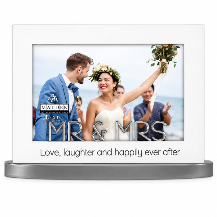 4x6 Mr. & Mrs. modern statement photo frame for displaying a cherished couple photograph