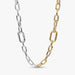 Pandora Two-Tone Link Chain Necklace in sterling silver with gold accents displayed on a white background.