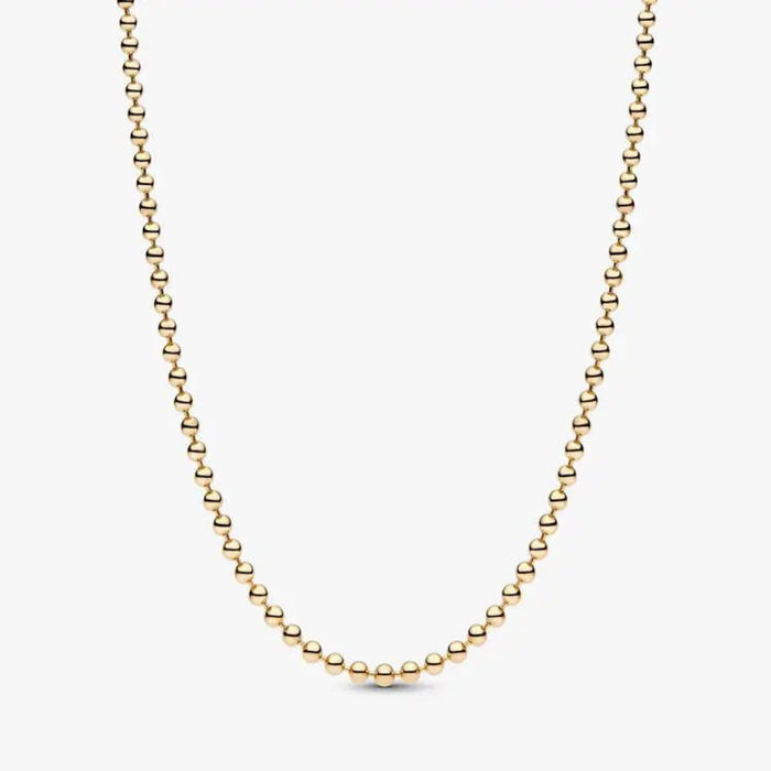 Pandora Ball Chain Necklace in 14k gold plating displayed on a white background.