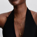 Close‑up of openwork heart collier styled with other gold necklaces