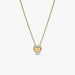 Close-up of the Pandora Engravable Heart Halo Collier Necklace in 14k gold plating, showing the heart pendant with cubic zirconia halo on a white background.