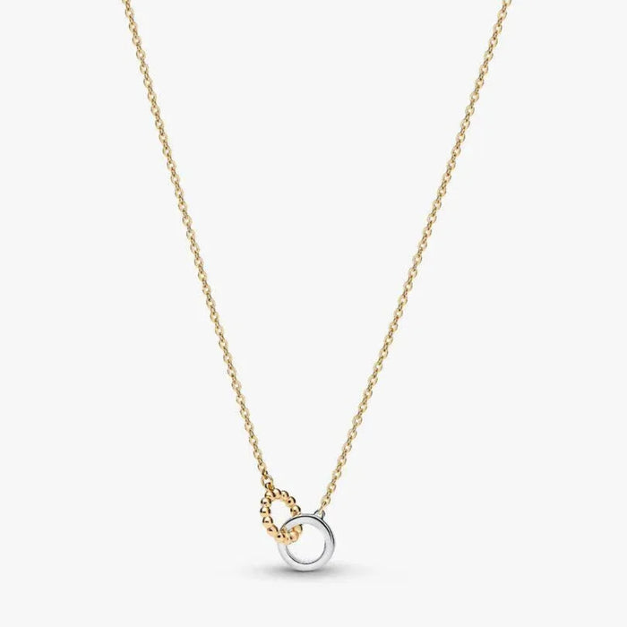 PANDORA Beads & Pavé Interlocking Circles Necklace in sterling silver with 14k gold plating and sparkling pavé stones