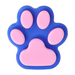 Pink and blue paw-shaped object on a white background