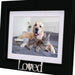 Black pet picture frame with a "Loved" sentiment and paw print accents for displaying a cherished pet photo.