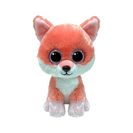 Plush toy fox from Ty Beanie Boos, featuring large eyes and a soft, colorful fur design.