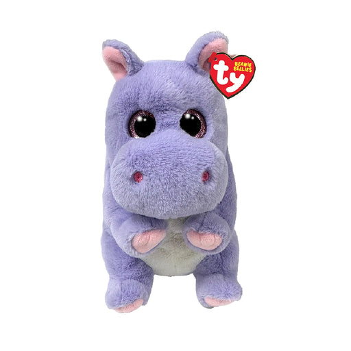 A purple stuffed hippo with a large heart, showcasing a cute and cuddly design perfect for children or as a gift.