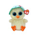  Small white chick Ty Beanie Boo with large eyes and a cheerful expression, sitting on a soft surface.