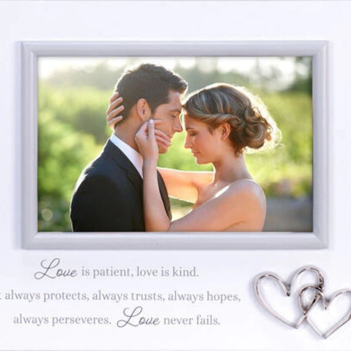 Malden 4x6 Love Is Patient photo frame with inspirational scripture-inspired sentiment.