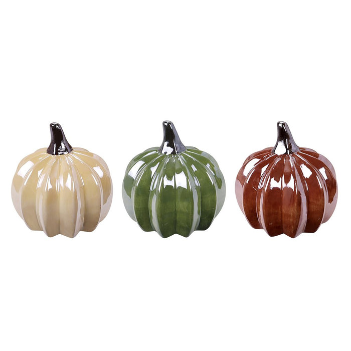 3.75" Pearlized Harvest Ceramic Pumpkin - Assorted 1 at random - 3.75" Pearlized Harvest Ceramic Pumpkin - Assorted 1 at random