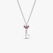 Back of Pandora Elevated Heart Key Collier Necklace in sterling silver on a white background.