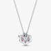 A delicate chain featuring a pink flower pendant embellished with sparkling diamonds.
