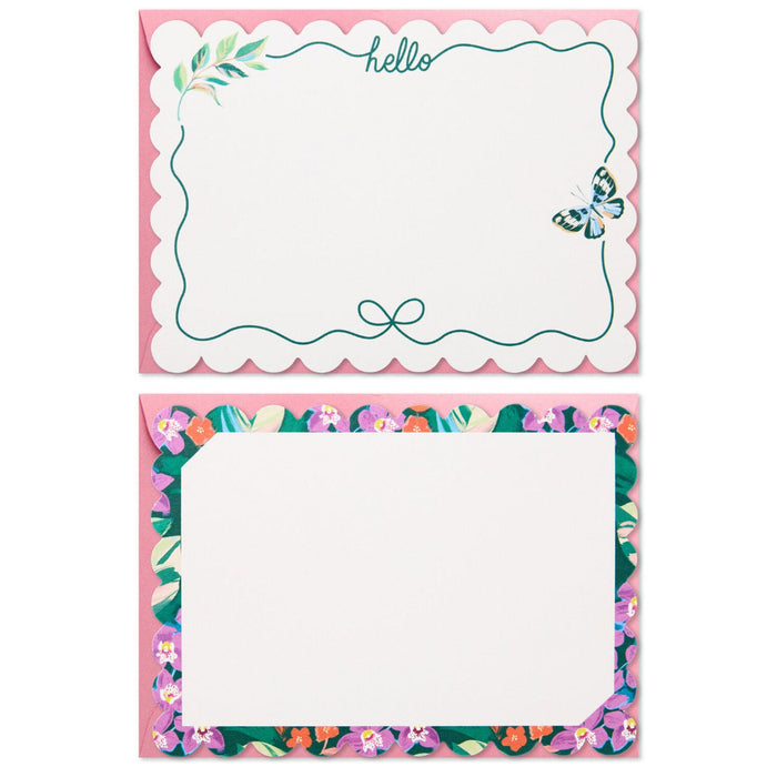 Hallmark : Lacey Chabert Collection Floral and Hello Bow Flat Note Cards in Caddy, Box of 40