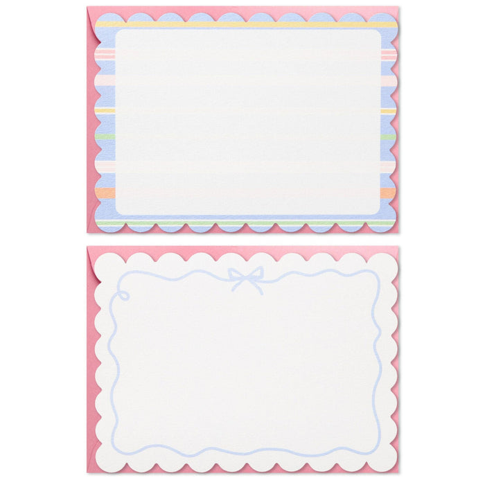 Hallmark : Scallops and Stripes Flat Note Cards in Caddy, Box of 40