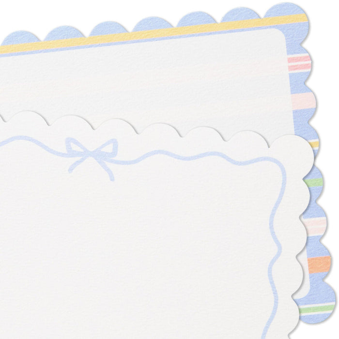 Hallmark : Scallops and Stripes Flat Note Cards in Caddy, Box of 40