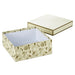 Large floral gift box with gold accents and white lid displayed open