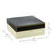 Large white and black gift box with gold accents, 10" × 4" × 10"