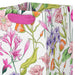 Close‑up of floral wine gift bag with gold‑foil tag