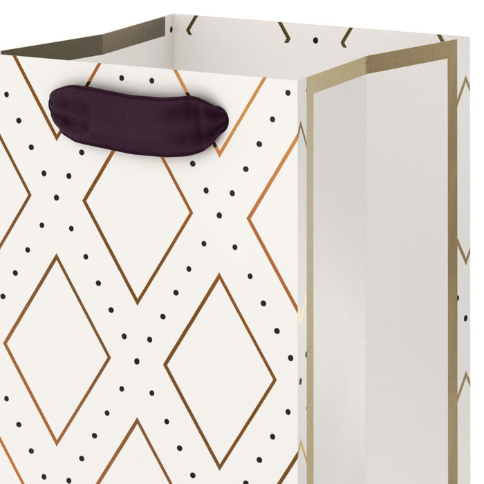 Hallmark : 13" Gold Diamonds on Cream Wine Gift Bag
