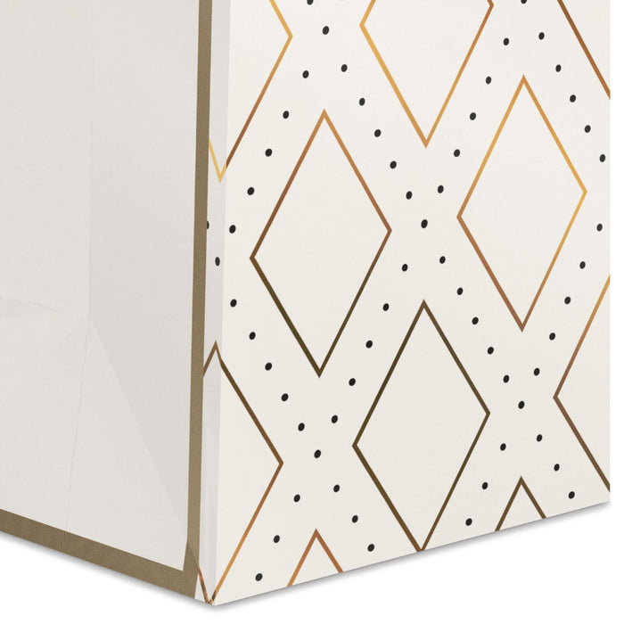 Hallmark : 13" Gold Diamonds on Cream Wine Gift Bag