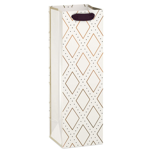 Hallmark : 13" Gold Diamonds on Cream Wine Gift Bag