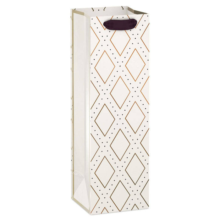 Hallmark : 13" Gold Diamonds on Cream Wine Gift Bag
