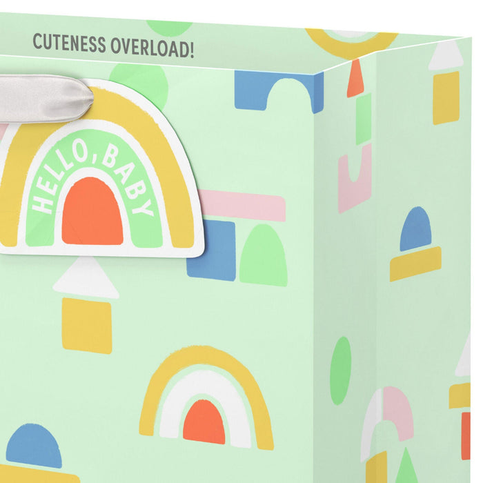 Hallmark : 15.5" Building Blocks on Mint Extra-Large New Baby Gift Bag