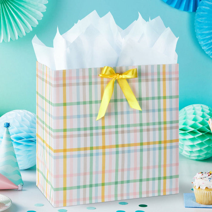 Pastel Plaid Extra-Deep Gift Bag