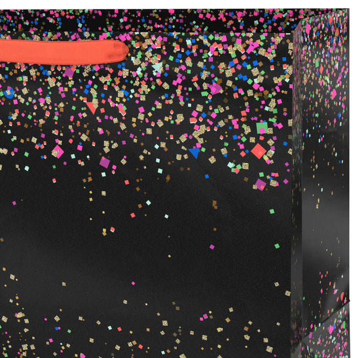 Hallmark : 15" Neon Confetti on Black Extra-Deep Gift Bag