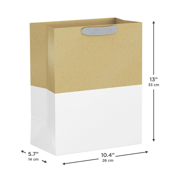 Large kraft and white gift bag, 10.4" × 13" × 5.7"